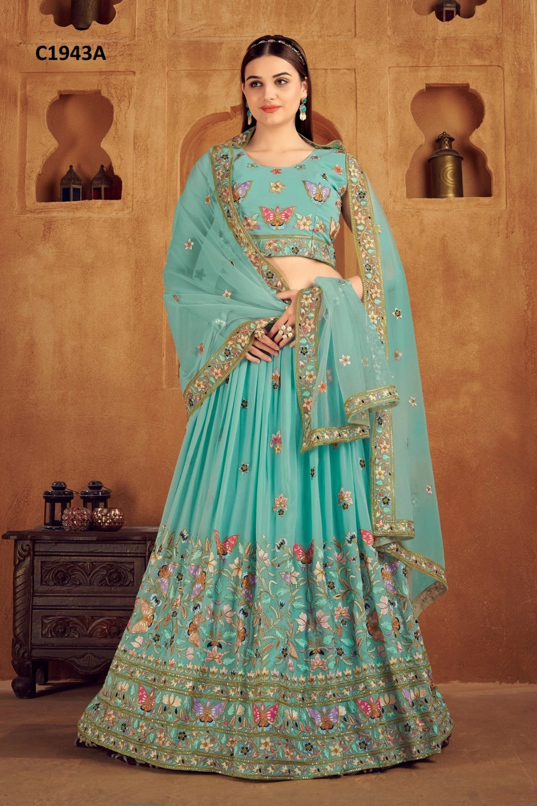 Amoha C1943A To C1943C Viscose Georgette Wholesale Lehenga Catalog — Wholesale Lehenga, AMOHA wholesale from Surat - Gallery Image 6